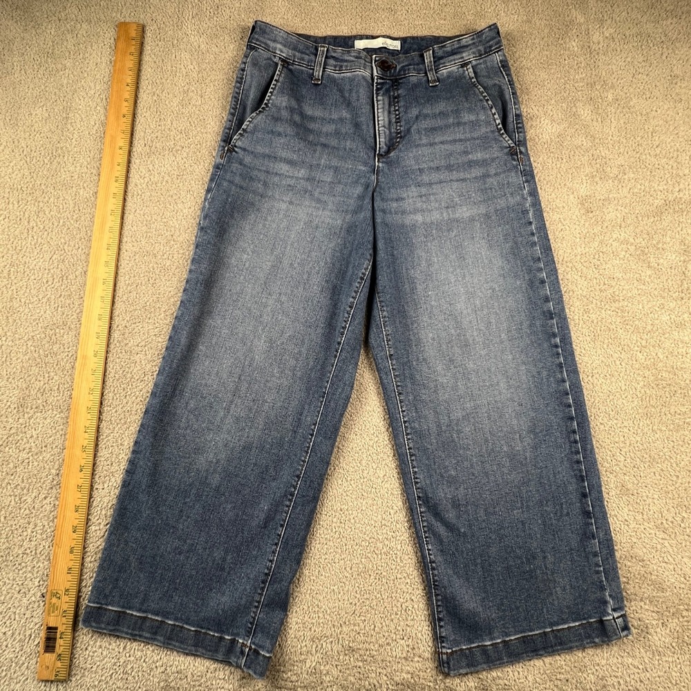 Ella Moss Womens Wide Leg Crop Jeans Size 4 Medium Wash Blue‎ Denim High Rise